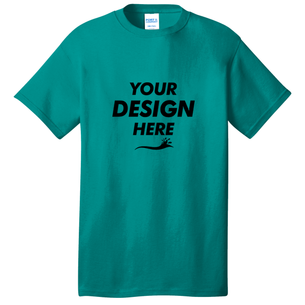 Port & Co Core Cotton Tee, Bright Aqua, Front view, Mockup