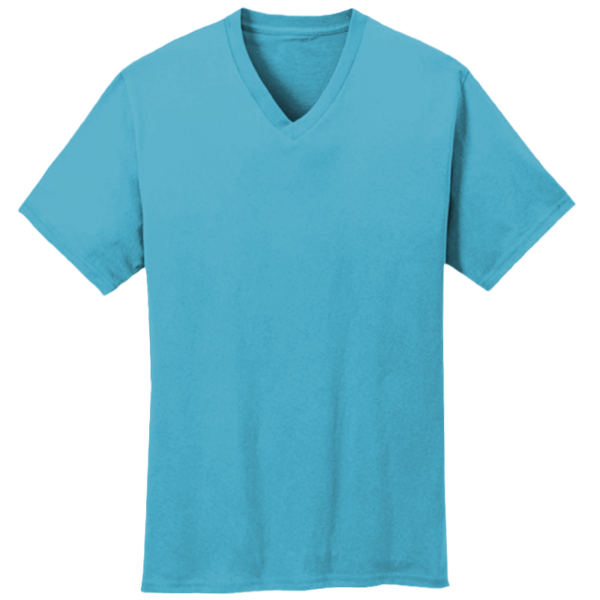 Port & Co Core Cotton V Neck Tee, Aquatic Blue, New product view view