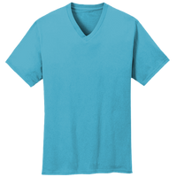 Port & Co Core Cotton V Neck Tee, Aquatic Blue, New product view view