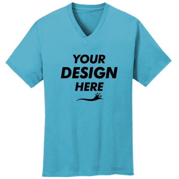 Port & Co Core Cotton V Neck Tee, Aquatic Blue, New product view view, Mockup