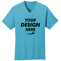 Port & Co Core Cotton V Neck Tee, Aquatic Blue, New product view view, Mockup