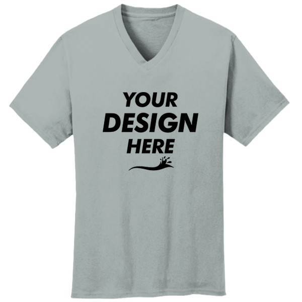 Port & Co Core Cotton V Neck Tee, Athletic Heather, New product view view, Mockup