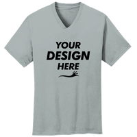 Port & Co Core Cotton V Neck Tee, Athletic Heather, New product view view, Mockup