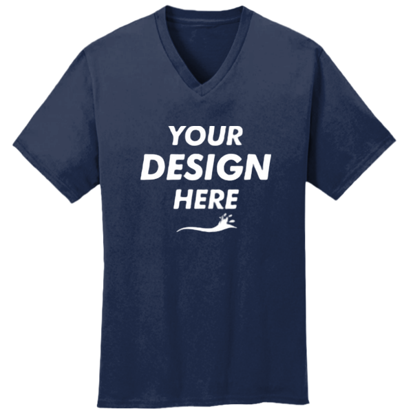 Port & Co Core Cotton V Neck Tee, Navy, New product view view, Mockup