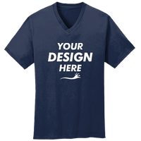 Port & Co Core Cotton V Neck Tee, Navy, New product view view, Mockup