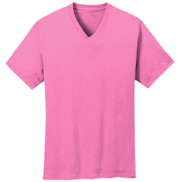 Port & Co Core Cotton V Neck Tee, Neon Pink, New product view view