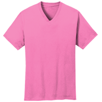Port & Co Core Cotton V Neck Tee, Neon Pink, New product view view