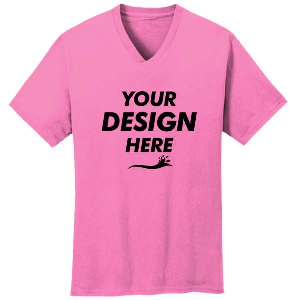 Port & Co Core Cotton V Neck Tee, Neon Pink, New product view view, Mockup