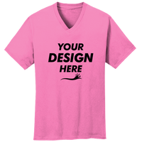Port & Co Core Cotton V Neck Tee, Neon Pink, New product view view, Mockup