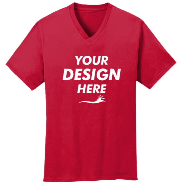 Port & Co Core Cotton V Neck Tee, Red, New product view view, Mockup