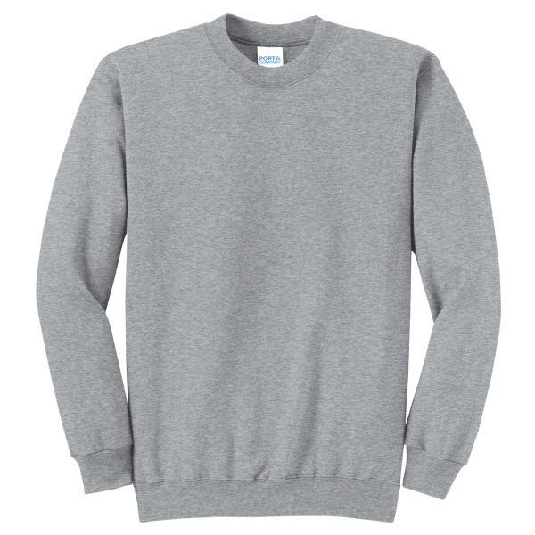 Port & Co Core Fleece Crewneck Sweatshirt, Athletic Heather, Front view