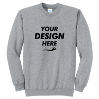 Port & Co Core Fleece Crewneck Sweatshirt, Athletic Heather, Front view, Mockup