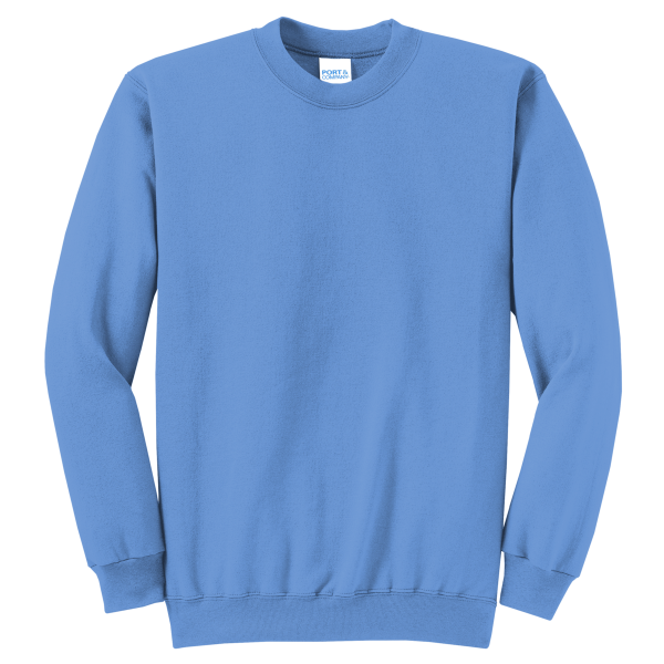 Port & Co Core Fleece Crewneck Sweatshirt, Carolina Blue, Front view