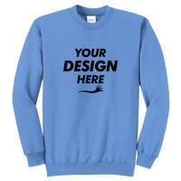 Port & Co Core Fleece Crewneck Sweatshirt, Carolina Blue, Front view, Mockup