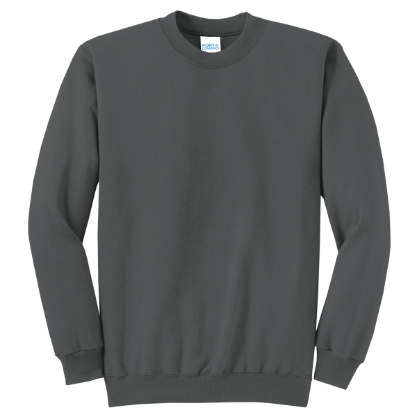 Port & Co Core Fleece Crewneck Sweatshirt, Charcoal, Front view