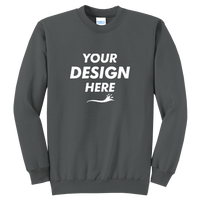 Port & Co Core Fleece Crewneck Sweatshirt, Charcoal, Front view, Mockup