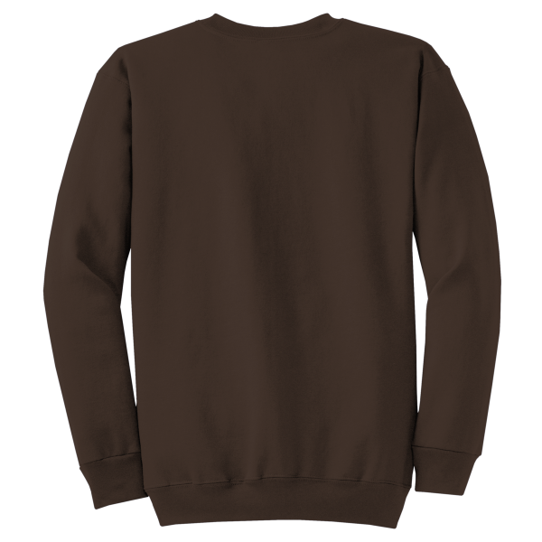 Port & Co Core Fleece Crewneck Sweatshirt, Dark Chocolate Brown, Back view