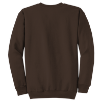 Port & Co Core Fleece Crewneck Sweatshirt, Dark Chocolate Brown, Back view