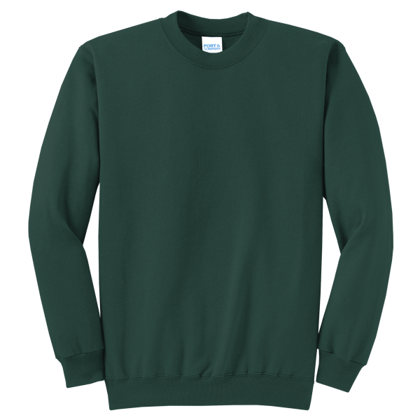 Port & Co Core Fleece Crewneck Sweatshirt, Dark Green, Front view