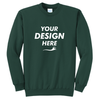 Port & Co Core Fleece Crewneck Sweatshirt, Dark Green, Front view, Mockup