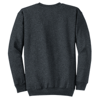 Port & Co Core Fleece Crewneck Sweatshirt, Dark Heather Grey, Back view