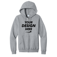 Port & Co Core Fleece Full Zip Hooded Sweatshirt, Athletic Heather, Front view, Mockup