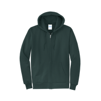 Port & Co Core Fleece Full Zip Hooded Sweatshirt, Dark Green, Front view