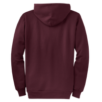 Port & Co Core Fleece Full Zip Hooded Sweatshirt, Maroon, Back view