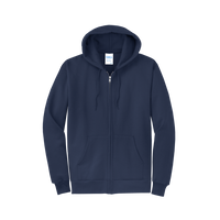 Port & Co Core Fleece Full Zip Hooded Sweatshirt, Navy, Front view
