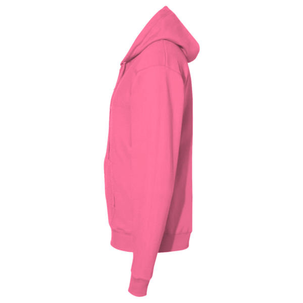 Port & Co Core Fleece Full Zip Hooded Sweatshirt, Neon Pink, Left Sleeve view