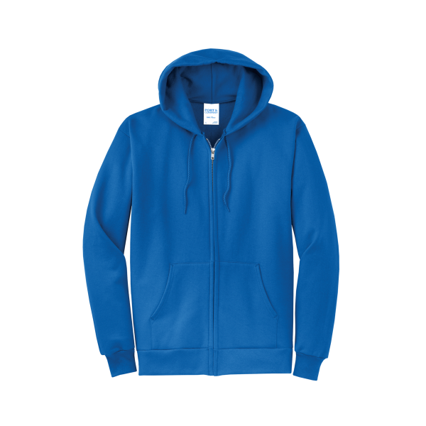 Port & Co Core Fleece Full Zip Hooded Sweatshirt, Royal, Front view