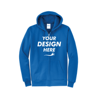 Port & Co Core Fleece Full Zip Hooded Sweatshirt, Royal, Front view, Mockup