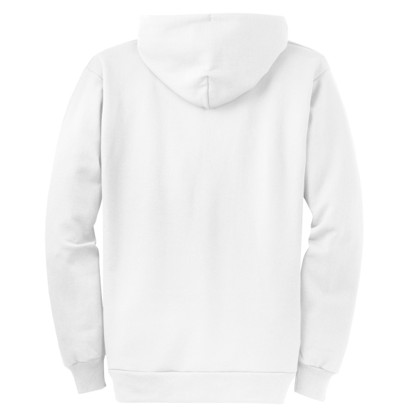 Port & Co Core Fleece Full Zip Hooded Sweatshirt, White, Back view