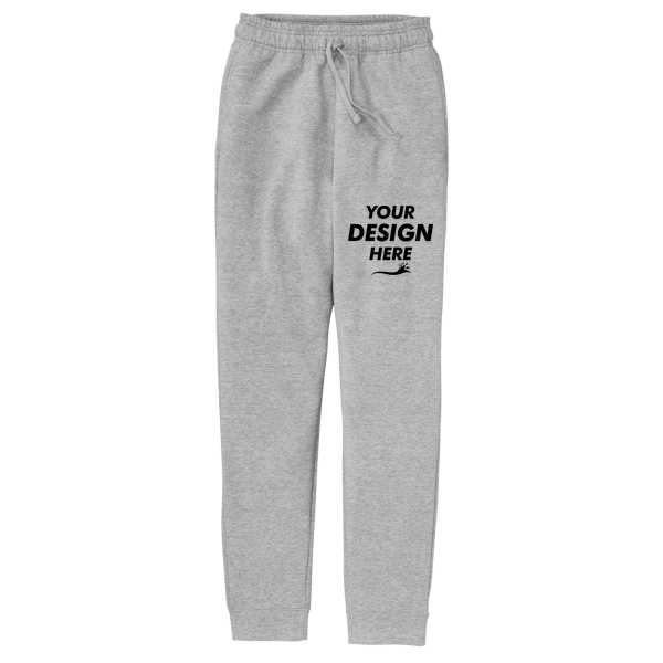 Port & Co Core Fleece Jogger, Athletic Heather, Front view, Mockup