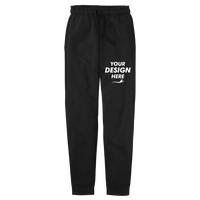 Port & Co Core Fleece Jogger, Jet Black, Front view, Mockup
