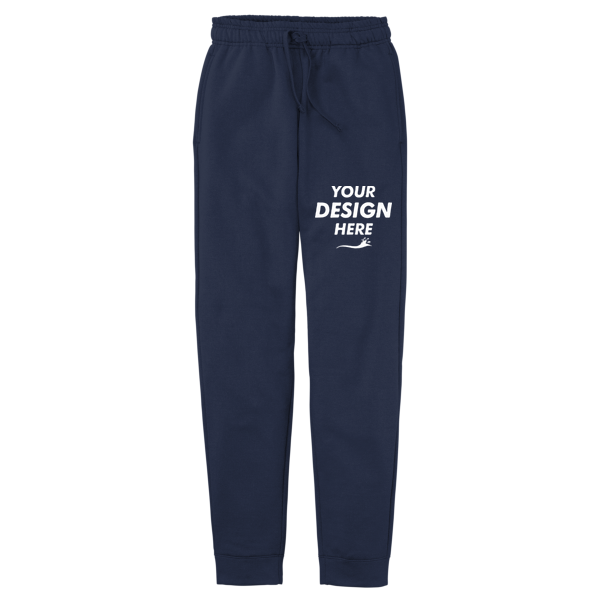 Port & Co Core Fleece Jogger, Navy, Front view, Mockup