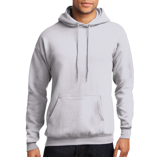 Port & Co Core Fleece Pullover Hooded Sweatshirt, Ash, Front view