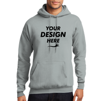 Port & Co Core Fleece Pullover Hooded Sweatshirt, Athletic Heather, Front view, Mockup