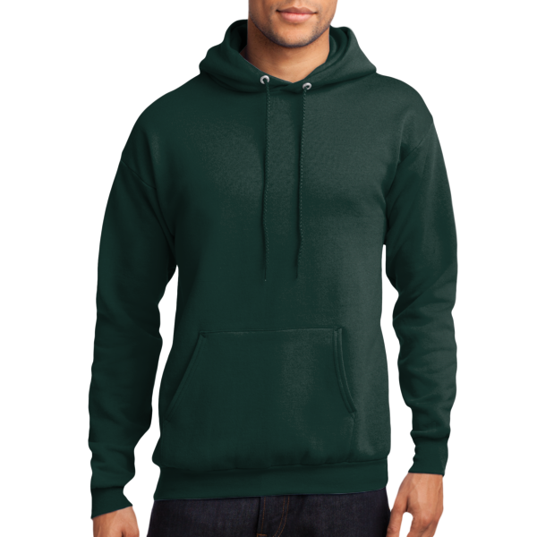 Port & Co Core Fleece Pullover Hooded Sweatshirt, Dark Green, Front view