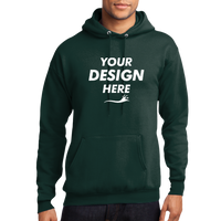 Port & Co Core Fleece Pullover Hooded Sweatshirt, Dark Green, Front view, Mockup