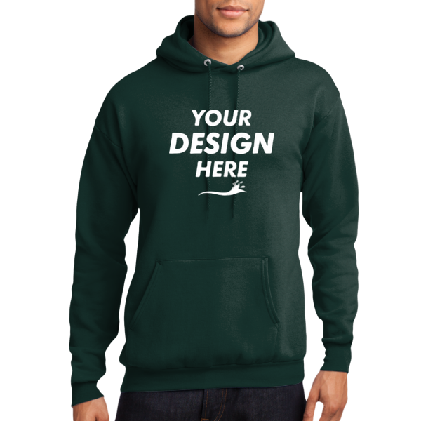 Port & Co Core Fleece Pullover Hooded Sweatshirt, Dark Green, Front view, Mockup