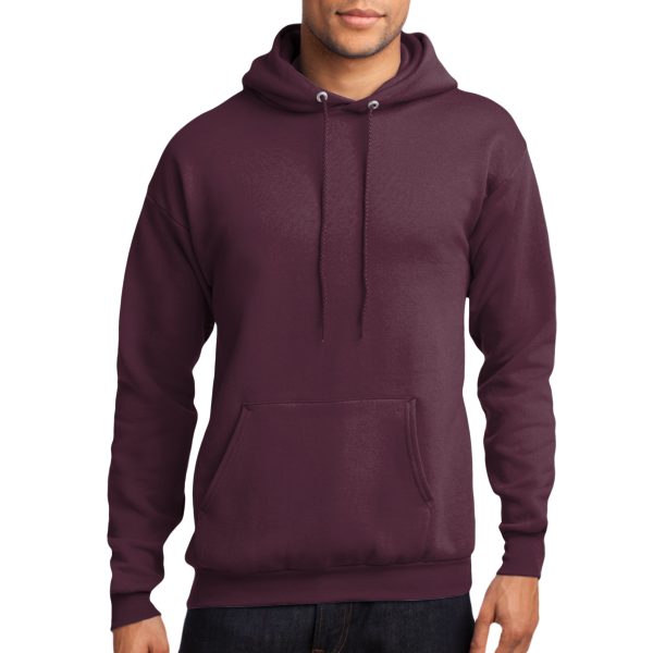 Port & Co Core Fleece Pullover Hooded Sweatshirt, Maroon, Front view
