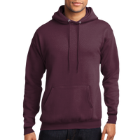 Port & Co Core Fleece Pullover Hooded Sweatshirt, Maroon, Front view