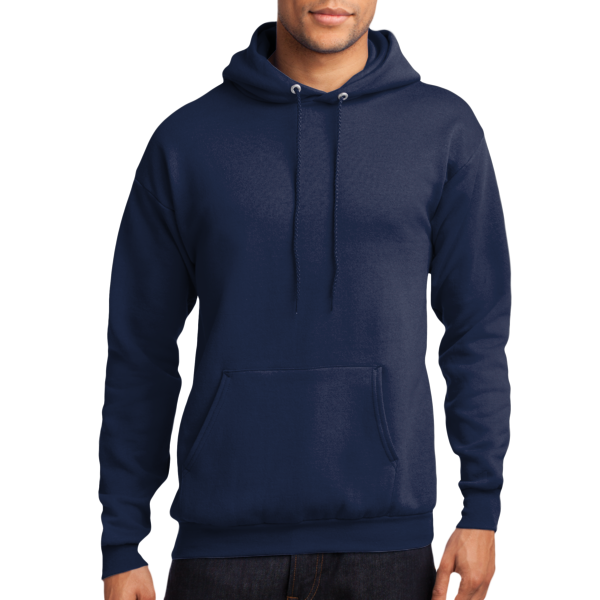 Port & Co Core Fleece Pullover Hooded Sweatshirt, Navy, Front view