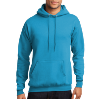 Port & Co Core Fleece Pullover Hooded Sweatshirt, Neon Blue, Front view