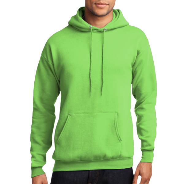 Port & Co Core Fleece Pullover Hooded Sweatshirt, Neon Green, Front view