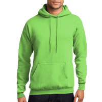 Port & Co Core Fleece Pullover Hooded Sweatshirt, Neon Green, Front view