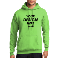 Port & Co Core Fleece Pullover Hooded Sweatshirt, Neon Green, Front view, Mockup