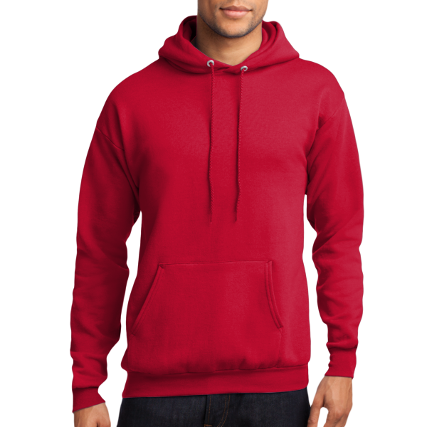 Port & Co Core Fleece Pullover Hooded Sweatshirt, Red, Front view