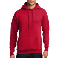 Port & Co Core Fleece Pullover Hooded Sweatshirt, Red, Front view
